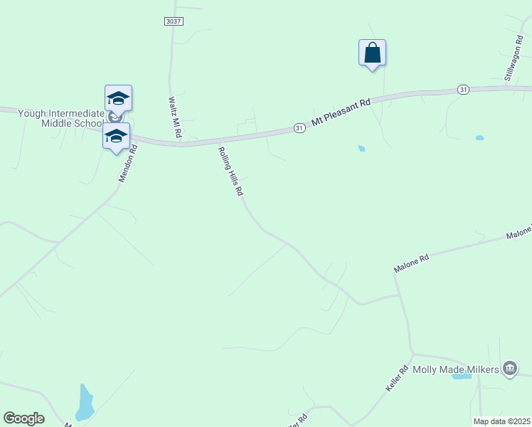map of restaurants, bars, coffee shops, grocery stores, and more near 790 Rolling Hills Road in Ruffs Dale
