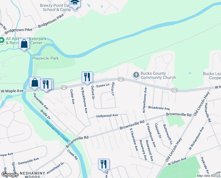 map of restaurants, bars, coffee shops, grocery stores, and more near 13 Oswin Turn in Langhorne