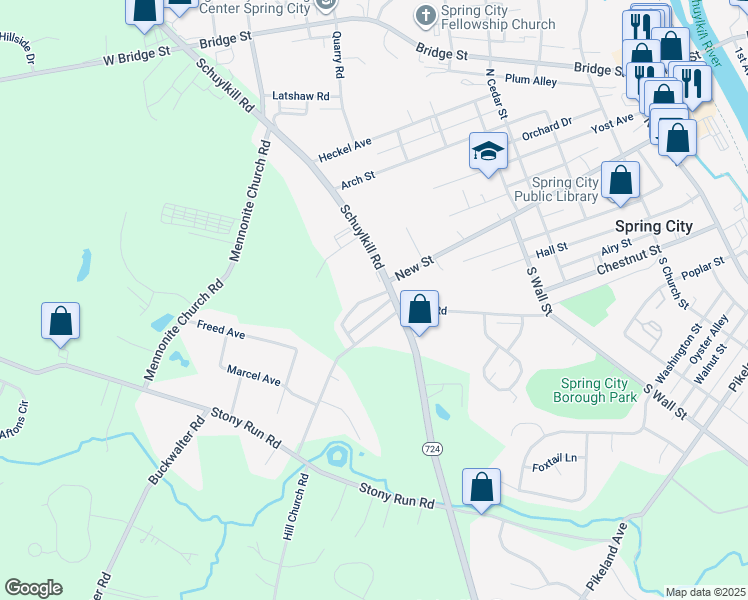 map of restaurants, bars, coffee shops, grocery stores, and more near 828 Aspen Avenue in Spring City