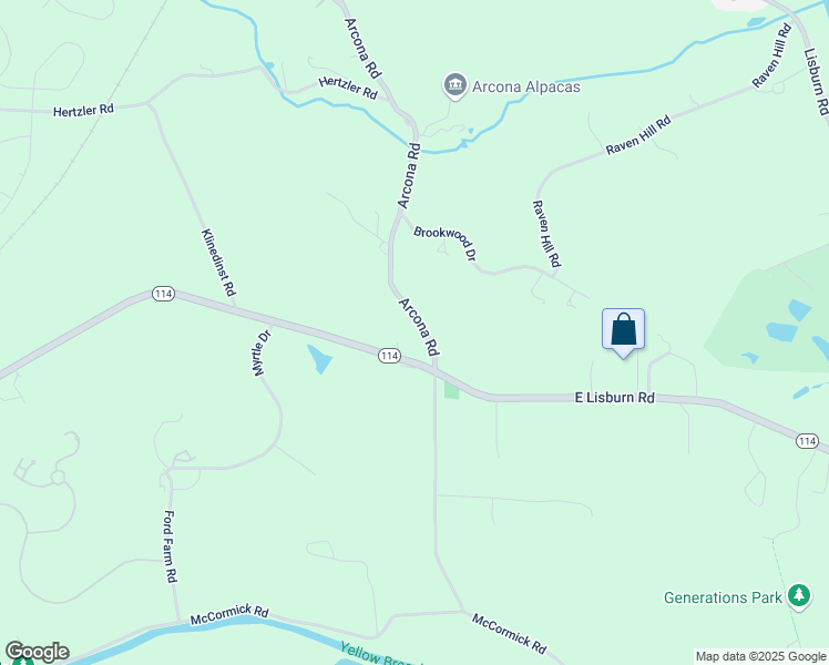 map of restaurants, bars, coffee shops, grocery stores, and more near 2630 Arcona Road in Mechanicsburg