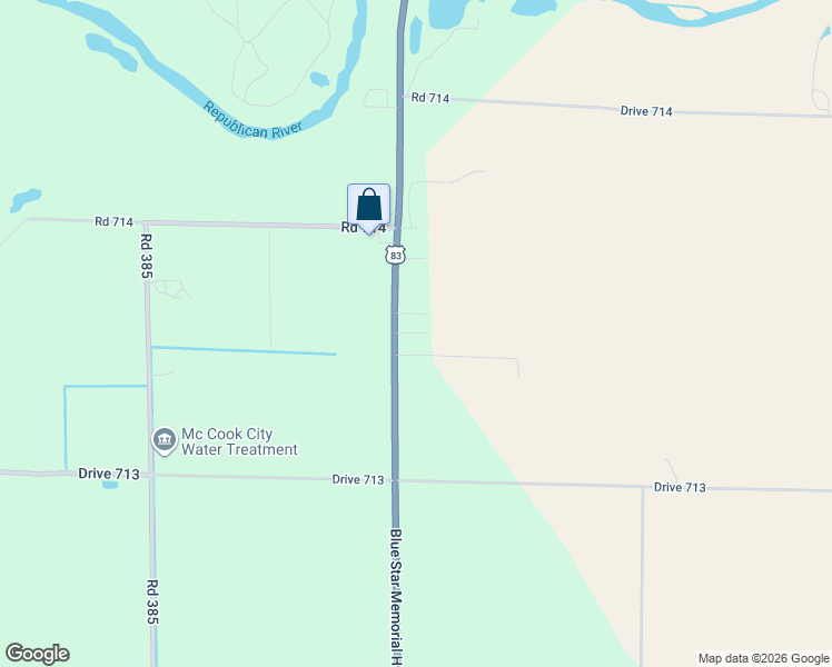 map of restaurants, bars, coffee shops, grocery stores, and more near Blue Star Memorial Highway in McCook