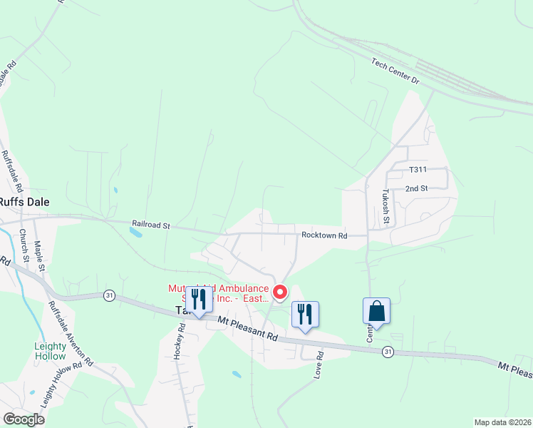 map of restaurants, bars, coffee shops, grocery stores, and more near 614 Crab Apple Lane in Tarrs