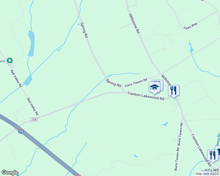 map of restaurants, bars, coffee shops, grocery stores, and more near 13 Spring Road in Millstone