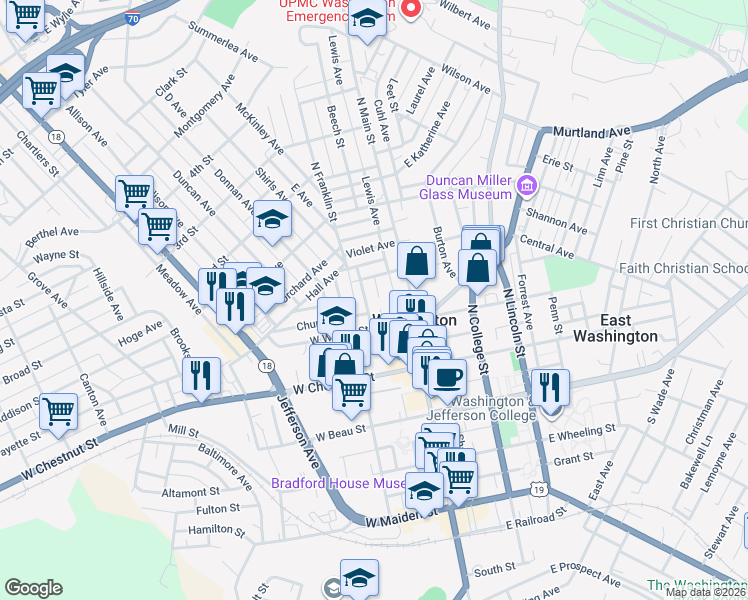 map of restaurants, bars, coffee shops, grocery stores, and more near 27 Victoria Street in Washington