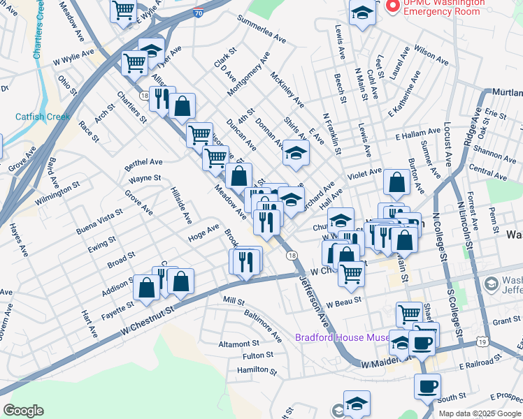 map of restaurants, bars, coffee shops, grocery stores, and more near 320 Jefferson Avenue in Washington