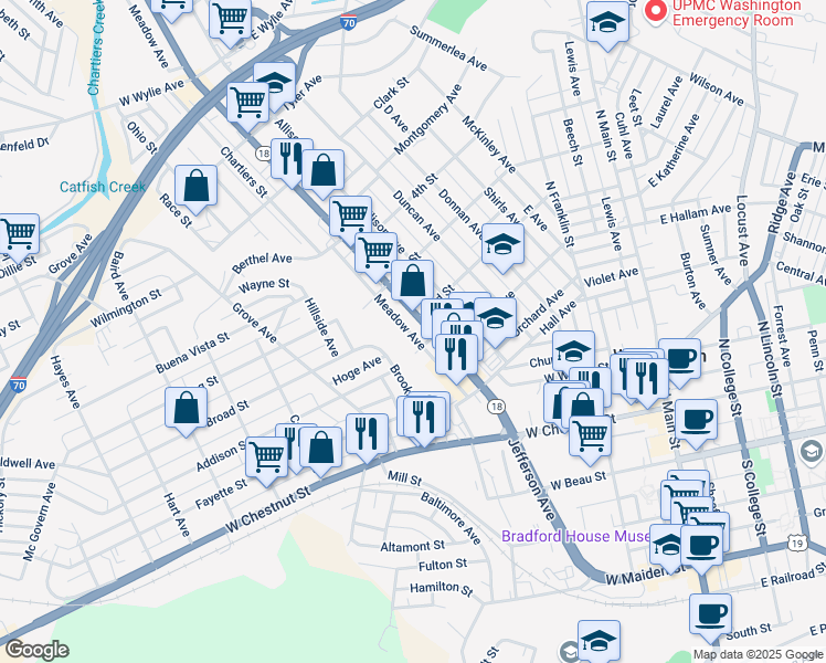 map of restaurants, bars, coffee shops, grocery stores, and more near 380 Meadow Avenue in Washington