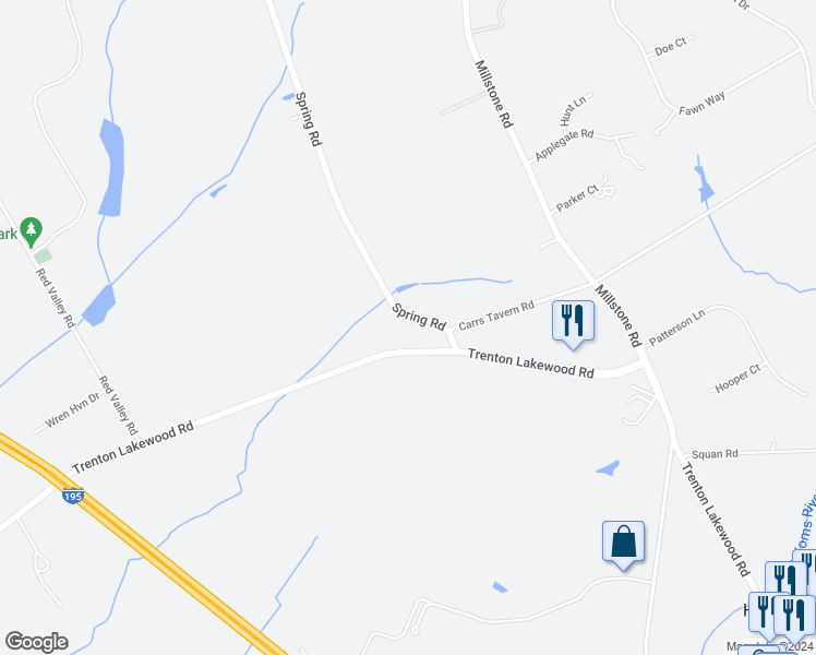 map of restaurants, bars, coffee shops, grocery stores, and more near 13 Spring Road in Millstone