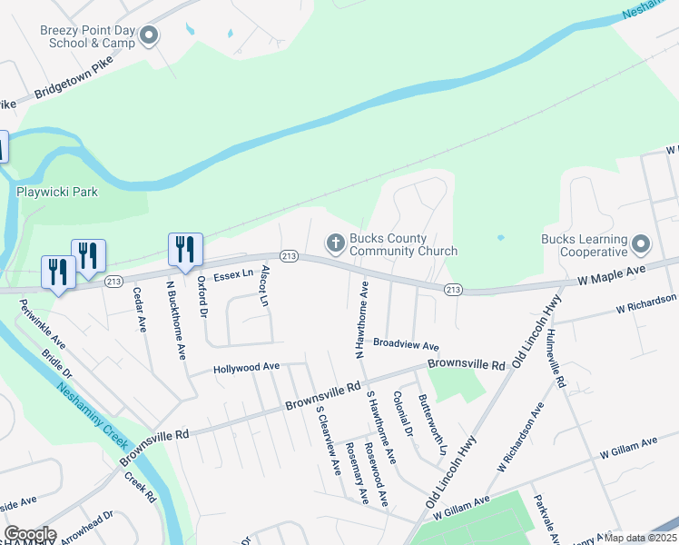 map of restaurants, bars, coffee shops, grocery stores, and more near 1246 West Maple Avenue in Langhorne