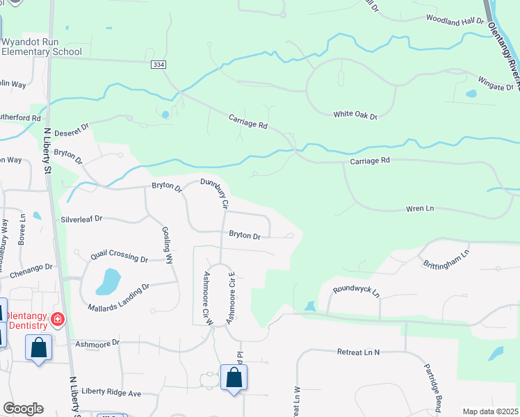 map of restaurants, bars, coffee shops, grocery stores, and more near 2150 Castlebrook Drive in Powell