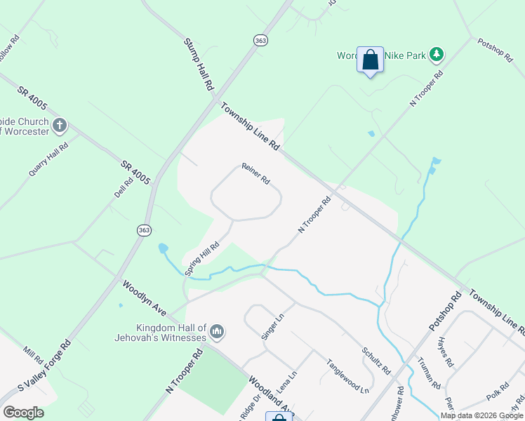 map of restaurants, bars, coffee shops, grocery stores, and more near 1404 Reiner Road in Eagleville