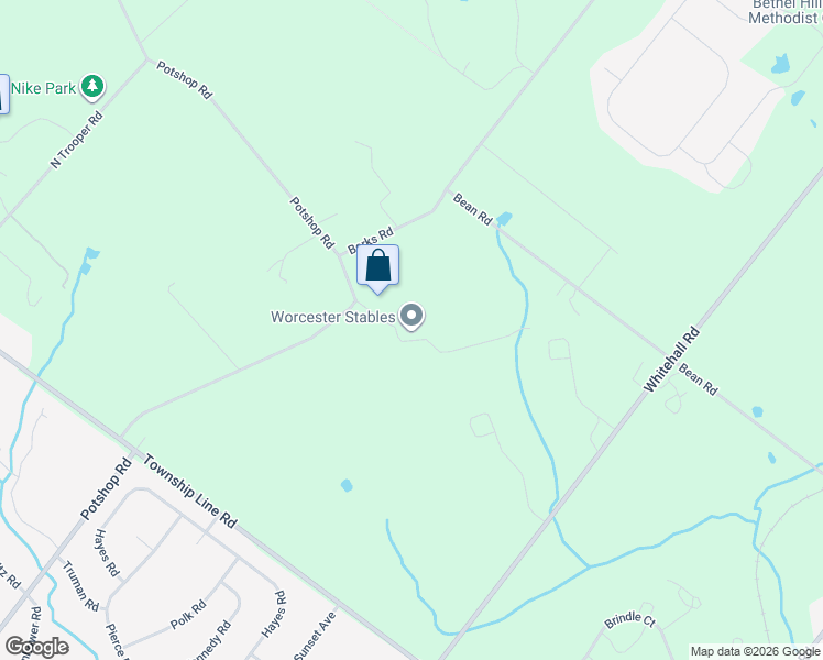 map of restaurants, bars, coffee shops, grocery stores, and more near 1600 Potshop Road in Norristown