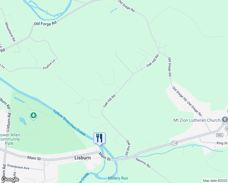 map of restaurants, bars, coffee shops, grocery stores, and more near 937-981 Oak Hill Road in Lewisberry