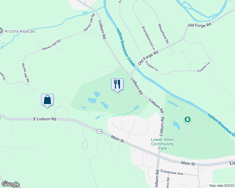 map of restaurants, bars, coffee shops, grocery stores, and more near 3830 Lisburn Road in Mechanicsburg