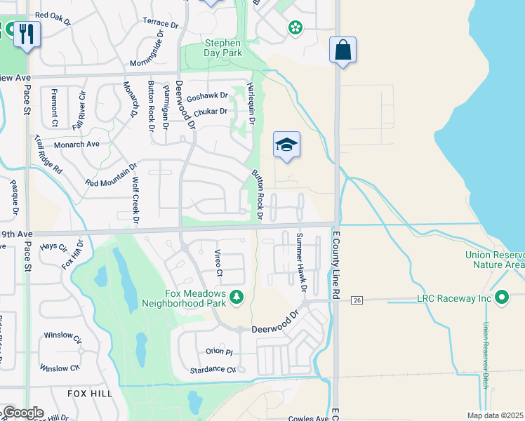 map of restaurants, bars, coffee shops, grocery stores, and more near 11 Button Rock Drive in Longmont