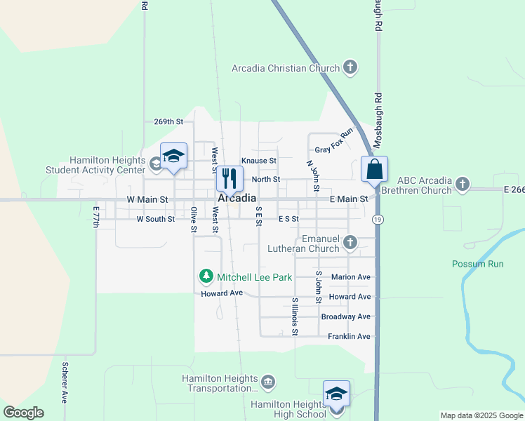 map of restaurants, bars, coffee shops, grocery stores, and more near 120 East Main Street in Arcadia