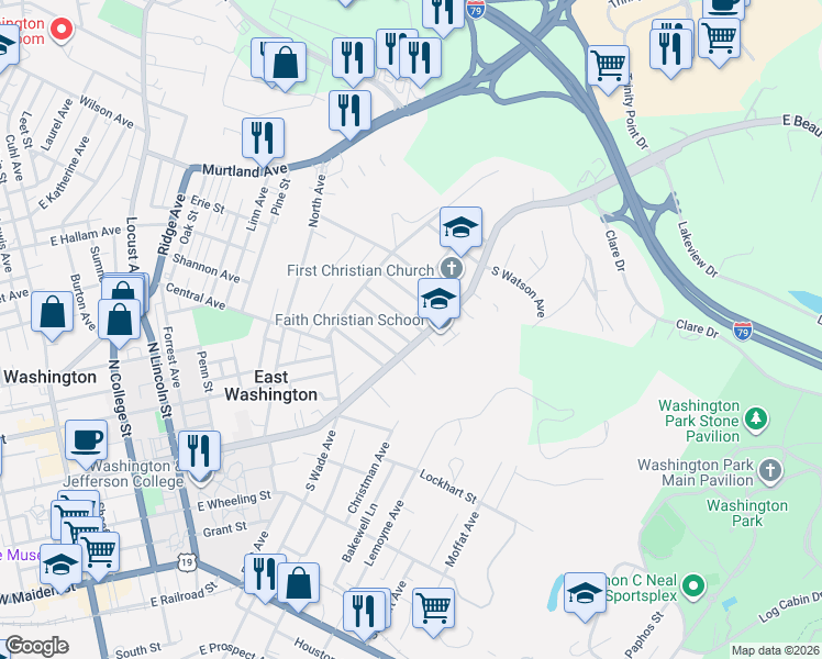 map of restaurants, bars, coffee shops, grocery stores, and more near 16 Morgan Avenue in Washington