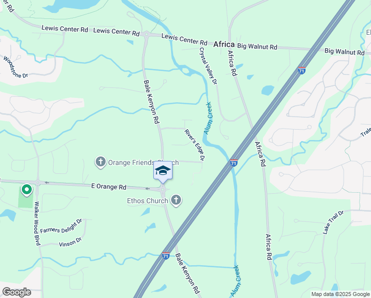 map of restaurants, bars, coffee shops, grocery stores, and more near 4046 Edgewater Court in Lewis Center