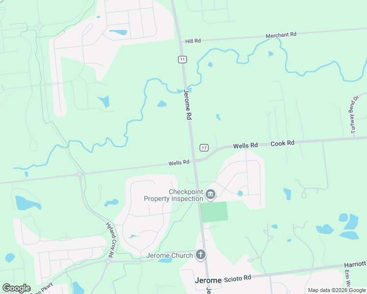 map of restaurants, bars, coffee shops, grocery stores, and more near 11111 Jerome Road in Plain City