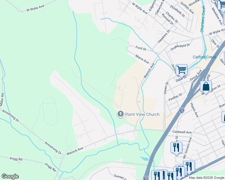 map of restaurants, bars, coffee shops, grocery stores, and more near 257 Point View Drive in Washington