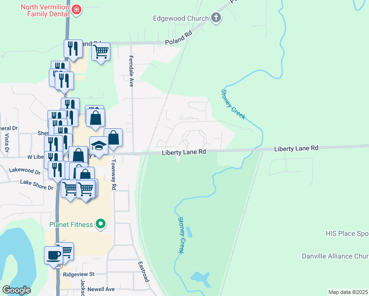map of restaurants, bars, coffee shops, grocery stores, and more near 3503 Cambridge Court in Danville