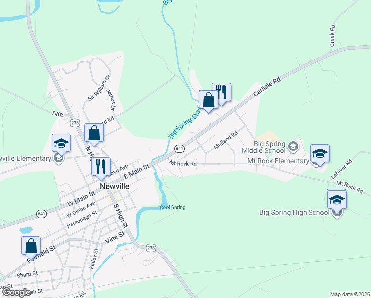 map of restaurants, bars, coffee shops, grocery stores, and more near 11 Carlisle Road in Newville
