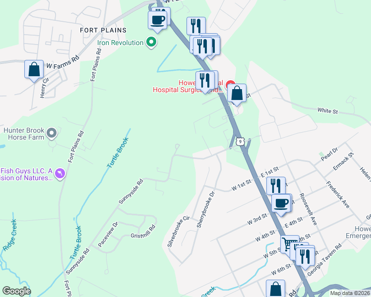 map of restaurants, bars, coffee shops, grocery stores, and more near 15 Sunnyside Road in Howell Township