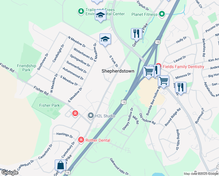 map of restaurants, bars, coffee shops, grocery stores, and more near 330 Gettysburg Pike in Mechanicsburg