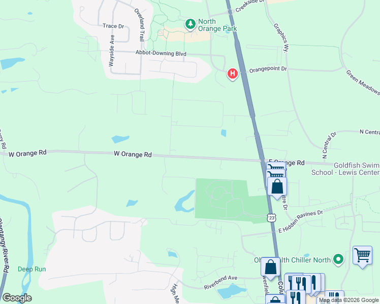 map of restaurants, bars, coffee shops, grocery stores, and more near 292 West Orange Road in Delaware