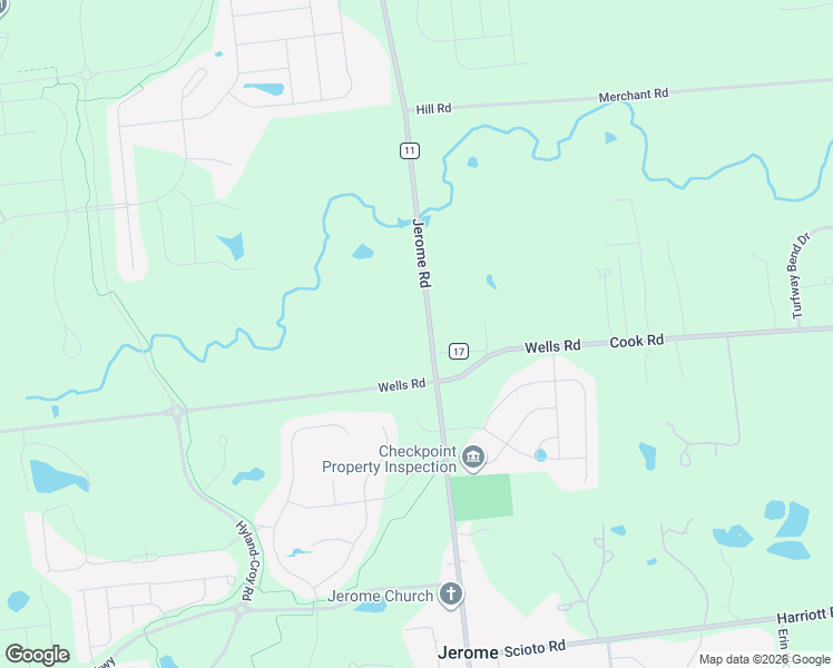 map of restaurants, bars, coffee shops, grocery stores, and more near 11111 Jerome Road in Plain City