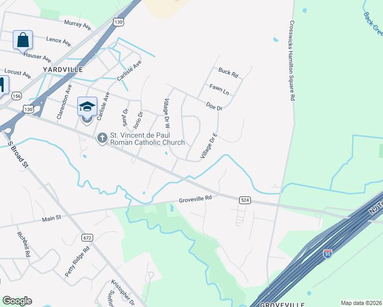 map of restaurants, bars, coffee shops, grocery stores, and more near 5 Elkshead Terrace in Hamilton Township