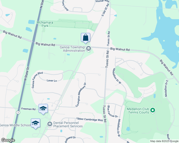 map of restaurants, bars, coffee shops, grocery stores, and more near 7557 Covington Springs Court in Westerville