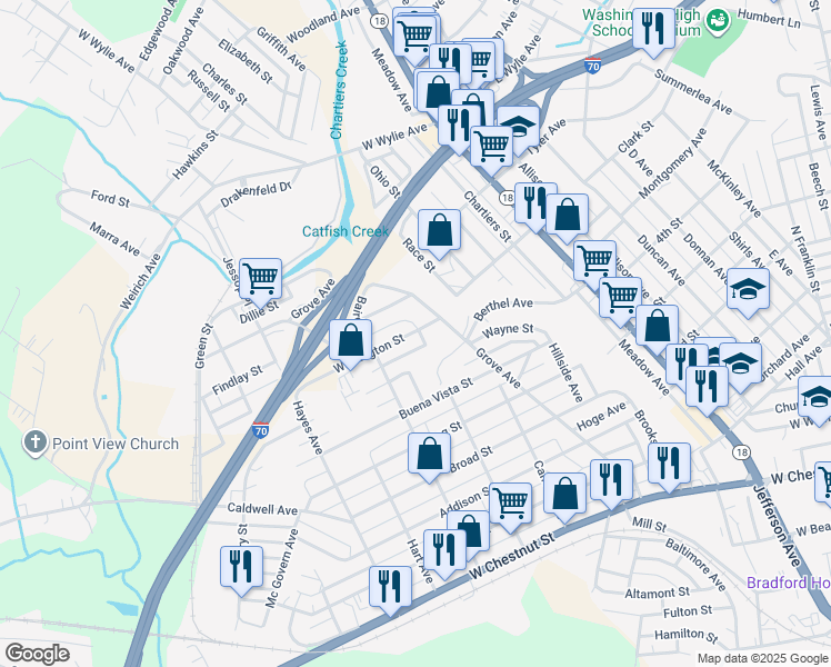 map of restaurants, bars, coffee shops, grocery stores, and more near 689 McCarrell Avenue in Washington