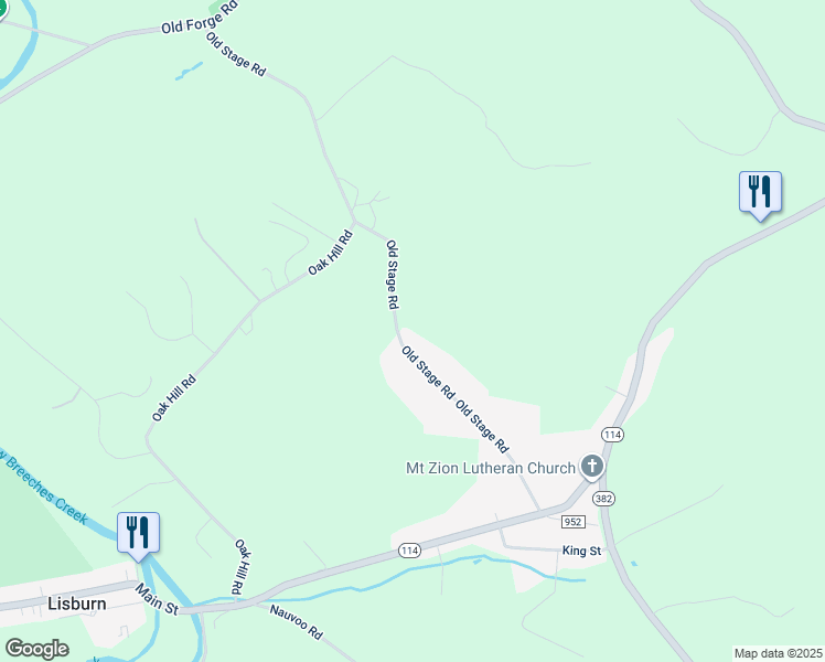 map of restaurants, bars, coffee shops, grocery stores, and more near 434 Old Stage Road in Lewisberry