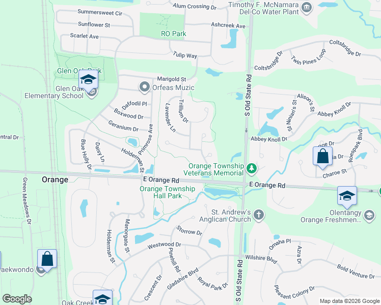 map of restaurants, bars, coffee shops, grocery stores, and more near 1896 Whiles Court in Lewis Center