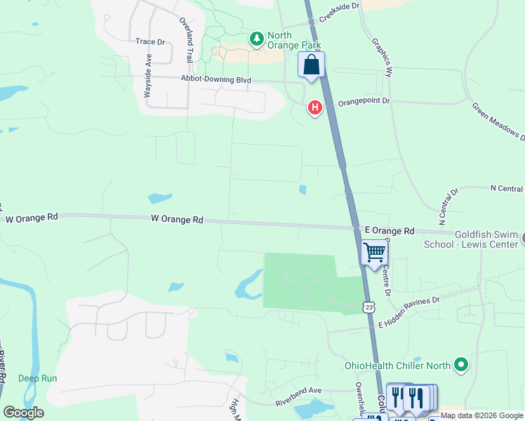 map of restaurants, bars, coffee shops, grocery stores, and more near 292 West Orange Road in Delaware