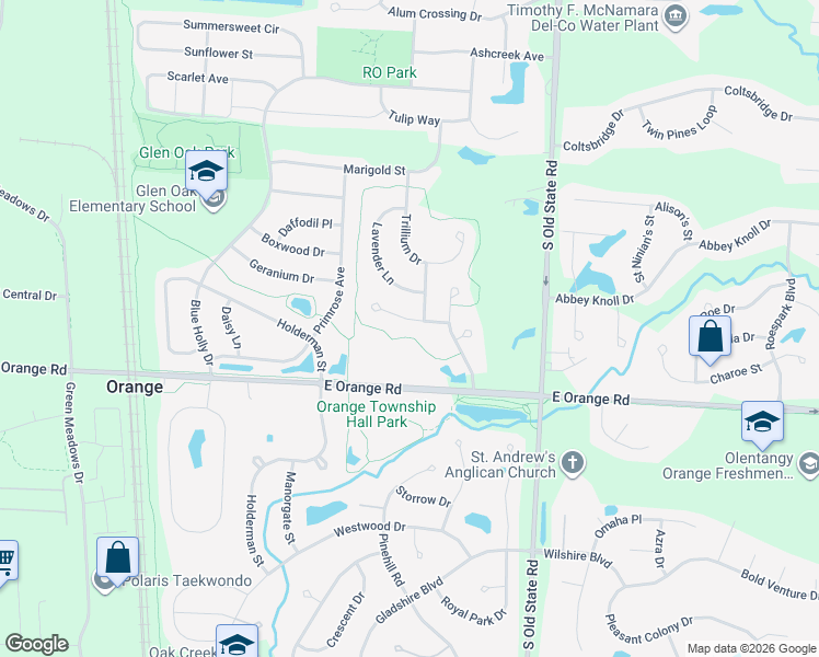 map of restaurants, bars, coffee shops, grocery stores, and more near 1896 Whiles Court in Lewis Center