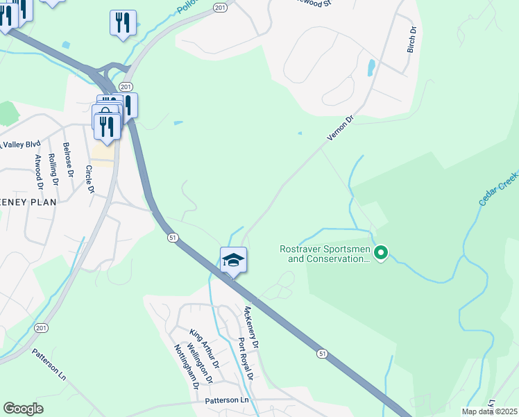 map of restaurants, bars, coffee shops, grocery stores, and more near 953 Vernon Drive in Belle Vernon