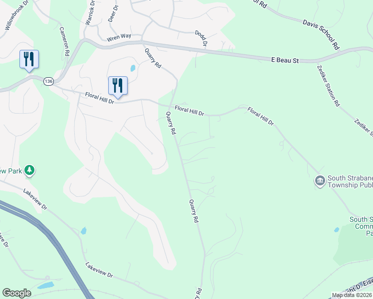 map of restaurants, bars, coffee shops, grocery stores, and more near 322 Quarry Road in Washington