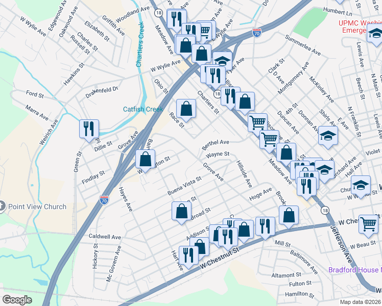 map of restaurants, bars, coffee shops, grocery stores, and more near 660 Grove Avenue in Washington