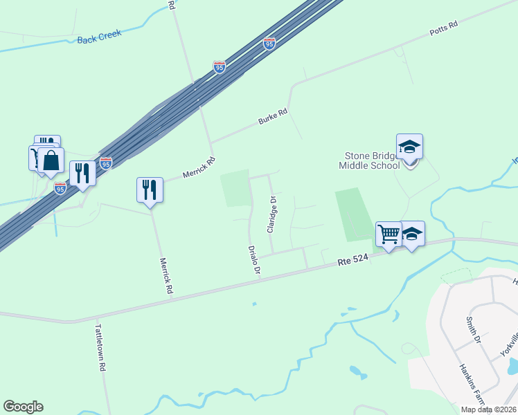 map of restaurants, bars, coffee shops, grocery stores, and more near 13 Claridge Drive in Allentown