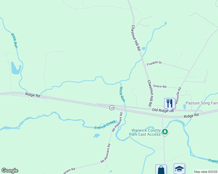 map of restaurants, bars, coffee shops, grocery stores, and more near 1651 Old Ridge Road in Pottstown