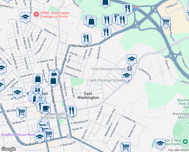 map of restaurants, bars, coffee shops, grocery stores, and more near 214 North Avenue in Washington