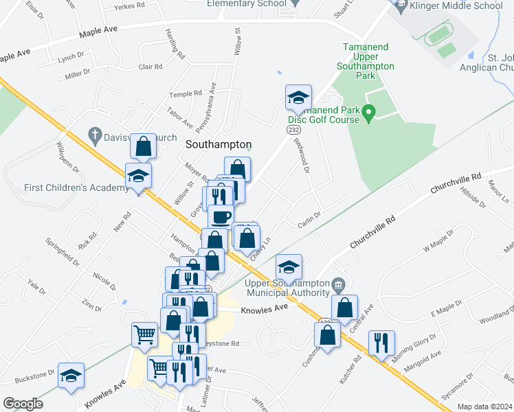 map of restaurants, bars, coffee shops, grocery stores, and more near 808 Cybus Way in Southampton