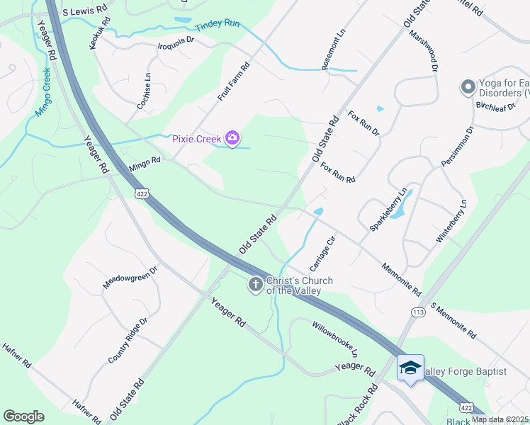 map of restaurants, bars, coffee shops, grocery stores, and more near 717 Mennonite Road in Royersford