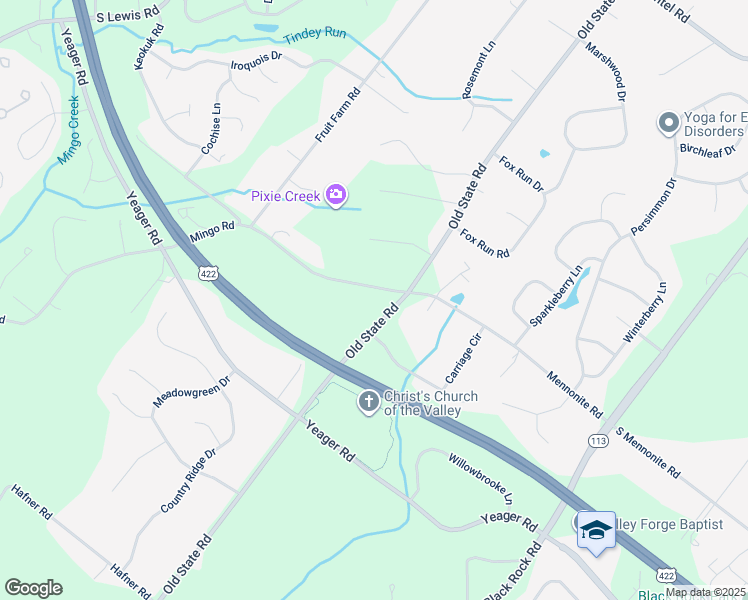 map of restaurants, bars, coffee shops, grocery stores, and more near 717 Mennonite Road in Royersford