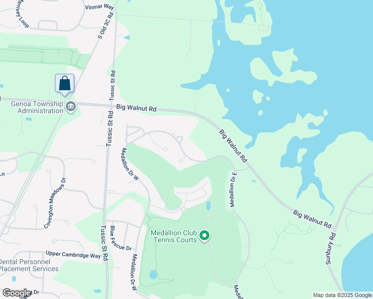 map of restaurants, bars, coffee shops, grocery stores, and more near 5000 Medallion Drive East in Westerville