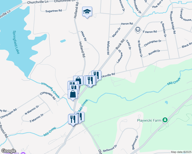 map of restaurants, bars, coffee shops, grocery stores, and more near 131 Rocksville Road in Southampton
