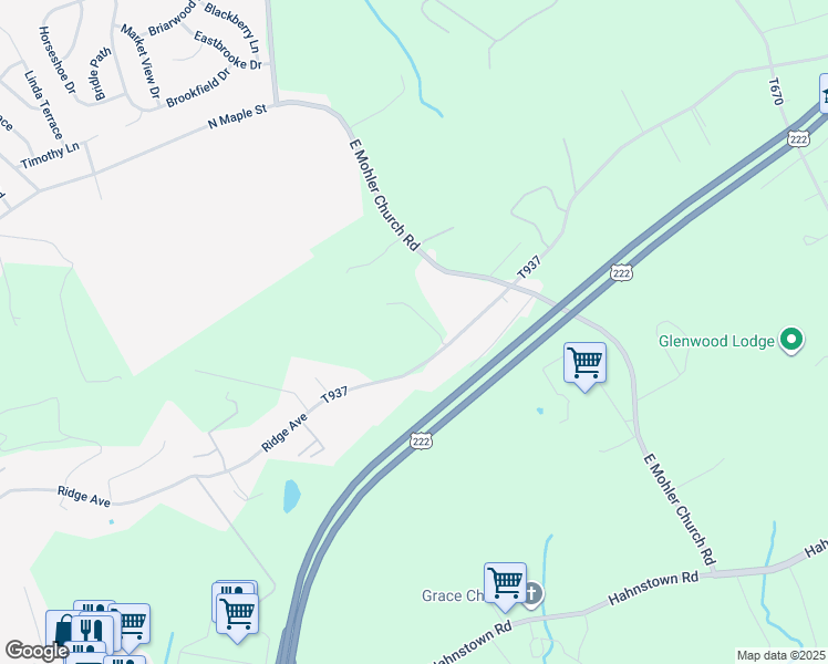map of restaurants, bars, coffee shops, grocery stores, and more near 436 Ridge Ave in Ephrata