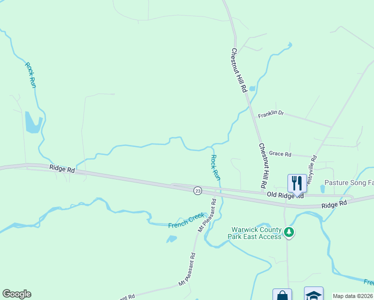 map of restaurants, bars, coffee shops, grocery stores, and more near 1651 Old Ridge Road in Pottstown