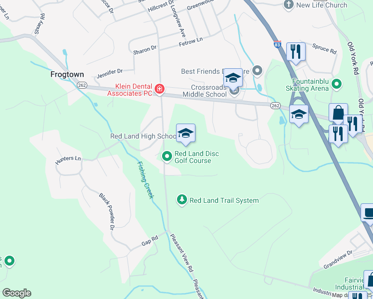 map of restaurants, bars, coffee shops, grocery stores, and more near 560 Fishing Creek Road in Lewisberry